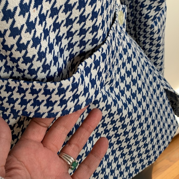 Vintage 1970's White STage Polyester Blazer - Blue & White Houndstooth - Picture 4 of 12